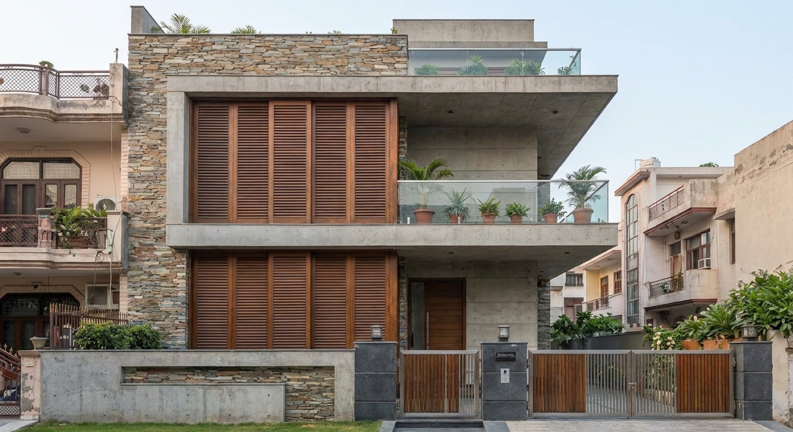 A Frazer Infratech house in South Delhi — street elevation.